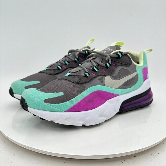 Nike Air Max 270 React Youth Size 6Y Women 7.5 BQ0103-007 Gunsmoke Violet Shoes - Picture 1 of 13